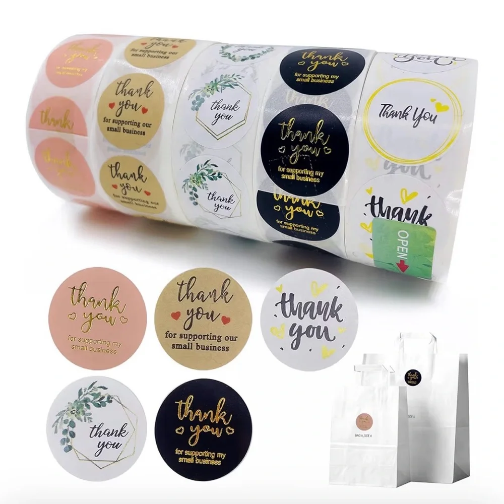 Thank You Stickers Roll for Small Business - Multicolor